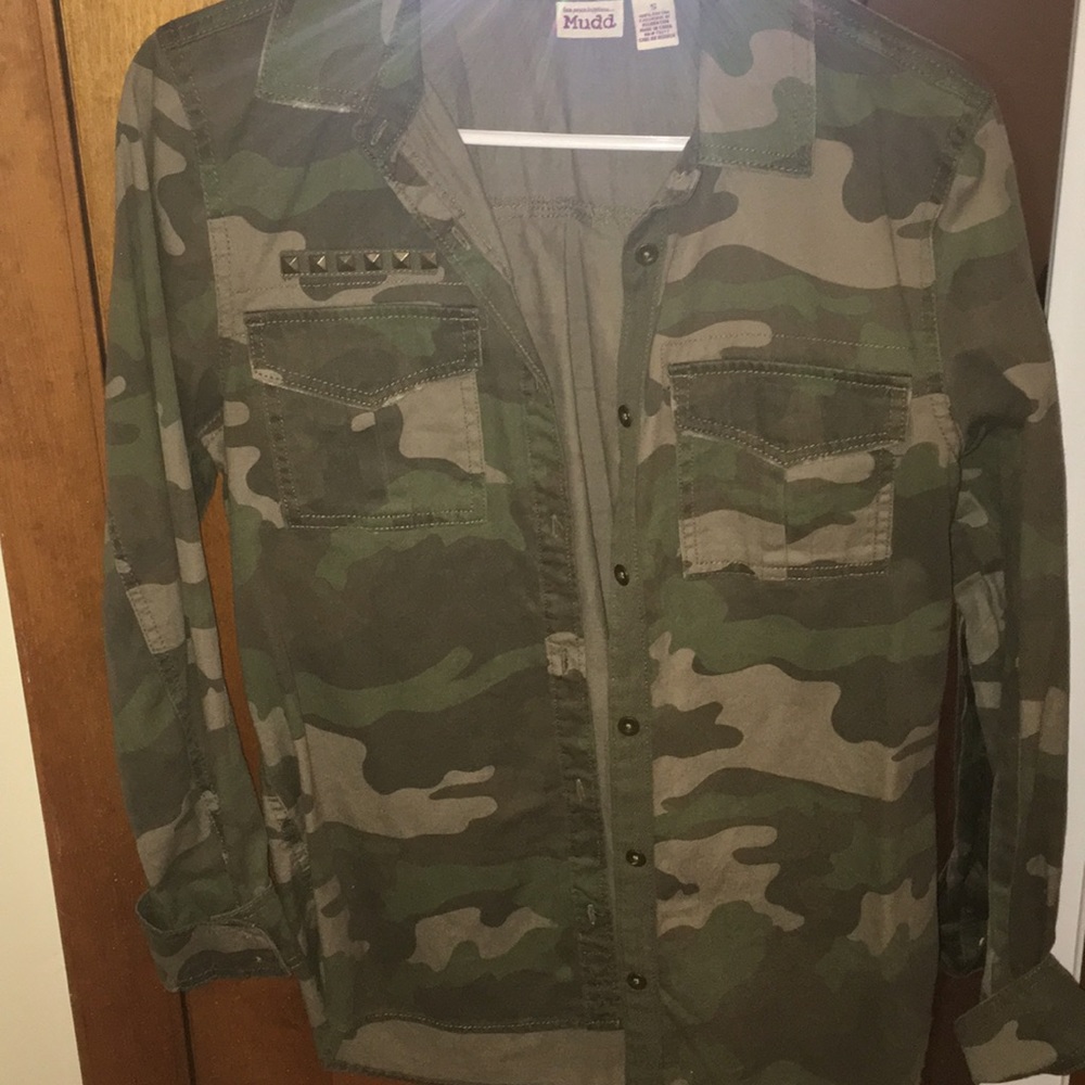Camo button down. Studded!